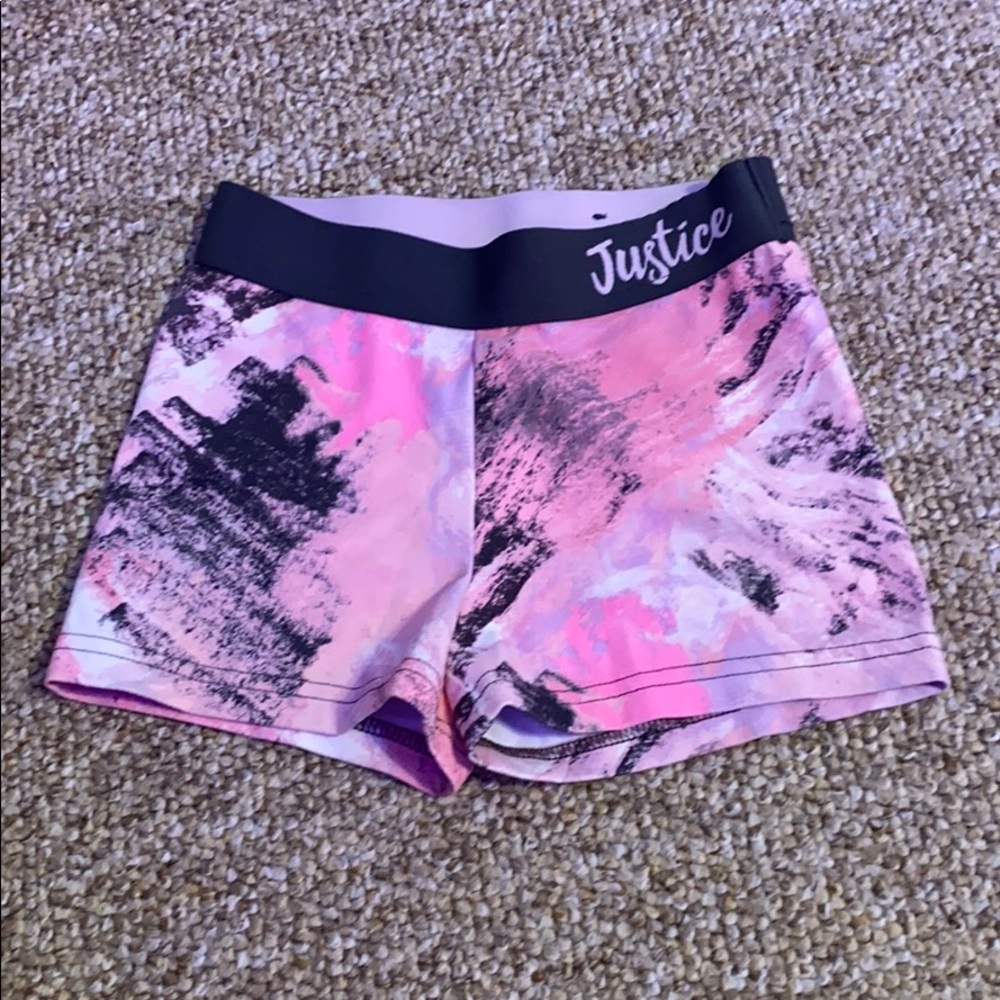 pink whit black justice spandex